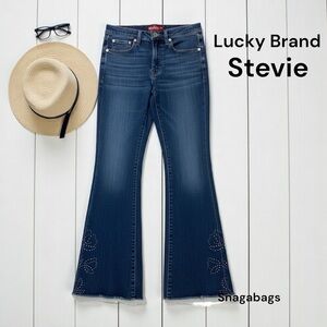 Lucky Legend Blue Jean Women’s Pants Grommet Embellishment High Rise Flare 4/27R